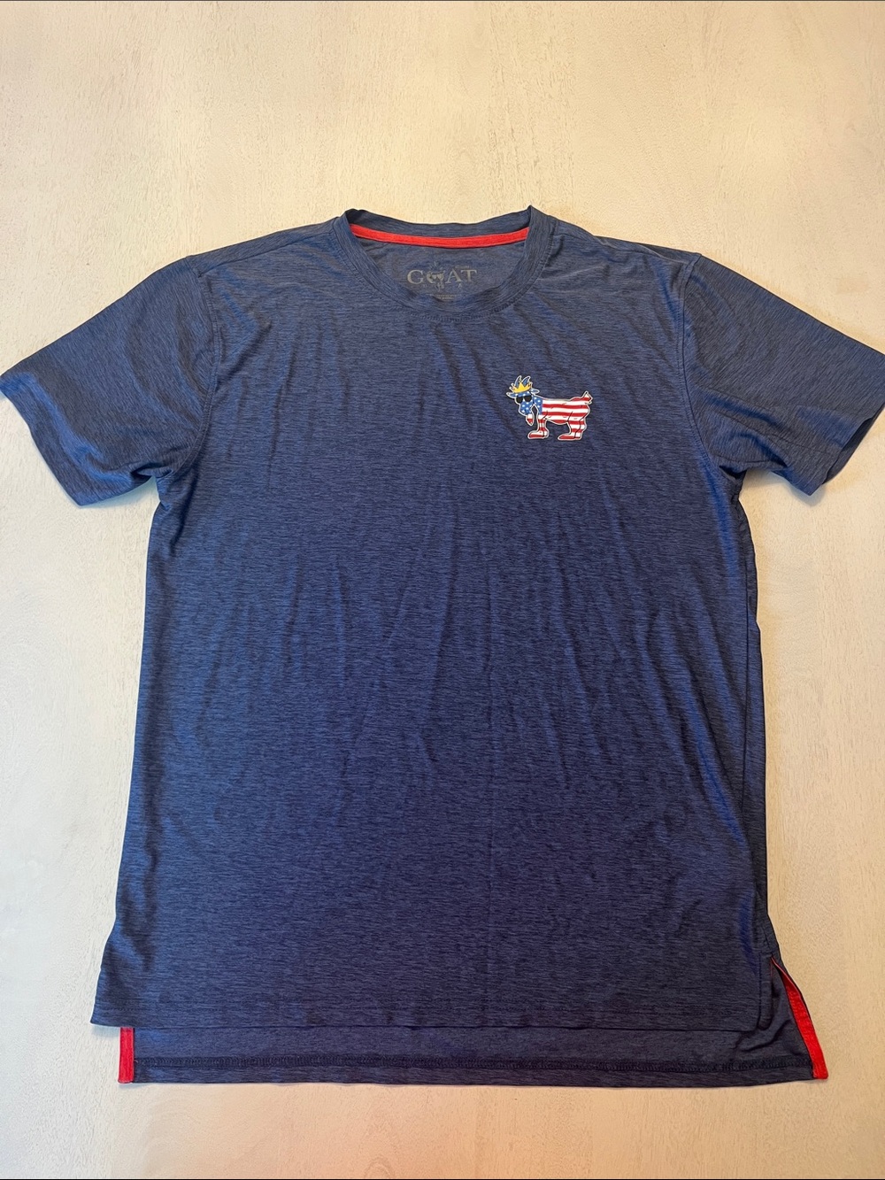 GOAT USA Navy Short-Sleeve Performance Tee with Flag Goat Patch